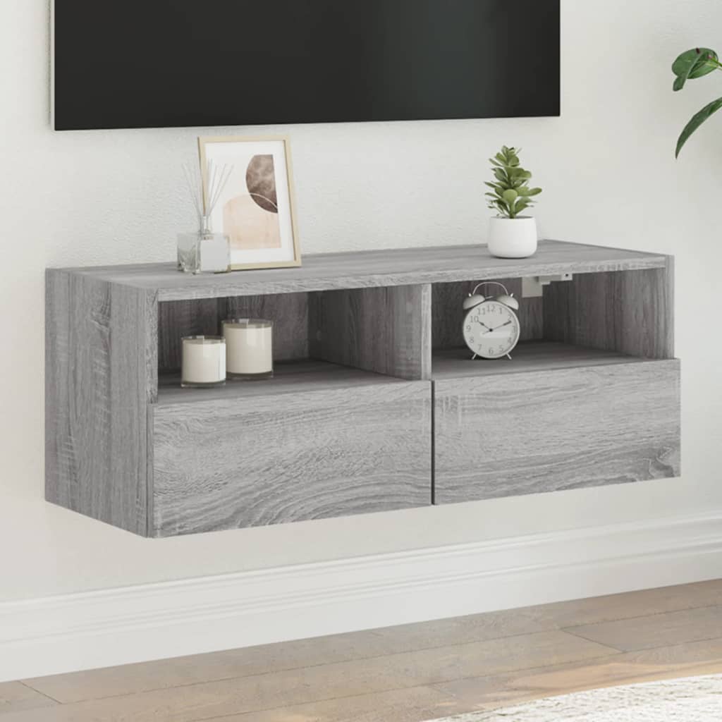 vidaXL TV Wall Cabinet Grey Sonoma 80x30x30 cm Engineered Wood