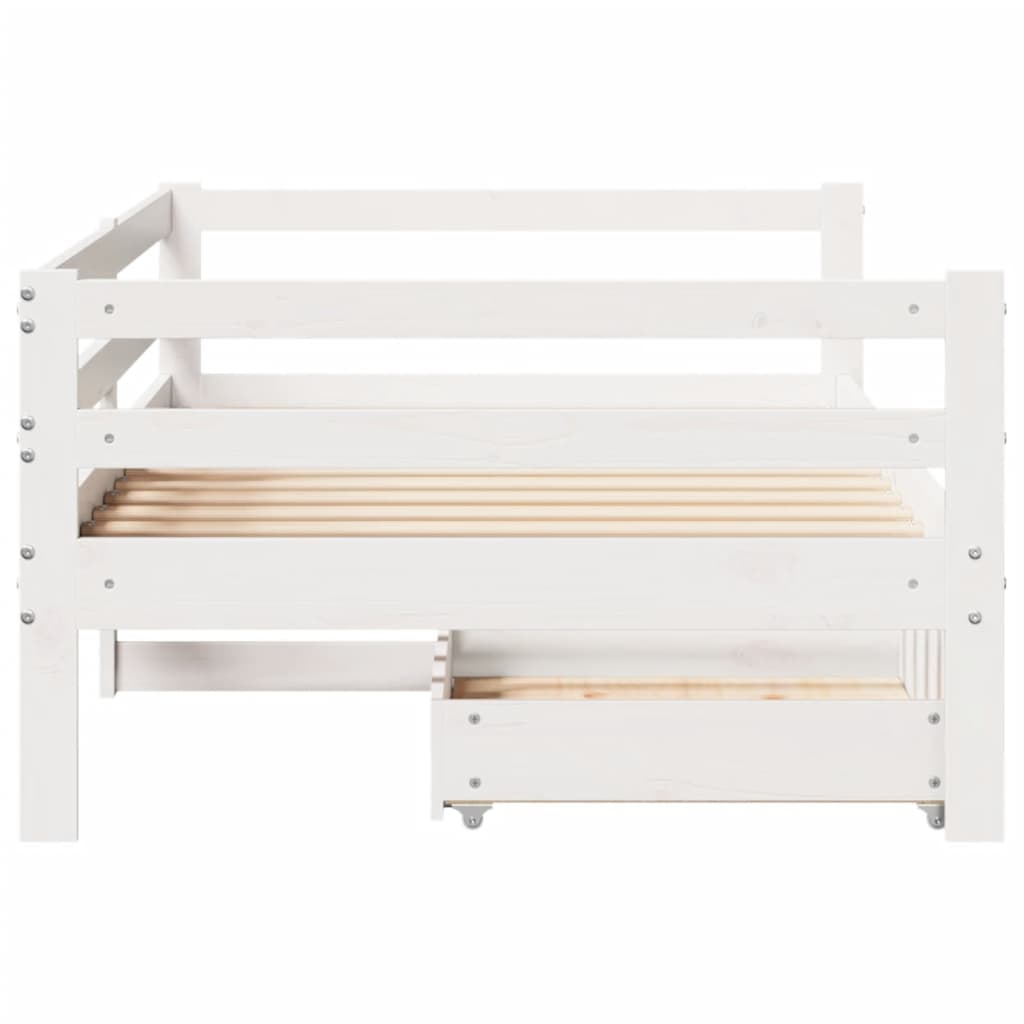 vidaXL Daybed with Drawers without Mattress White 90x200 cm Solid Wood