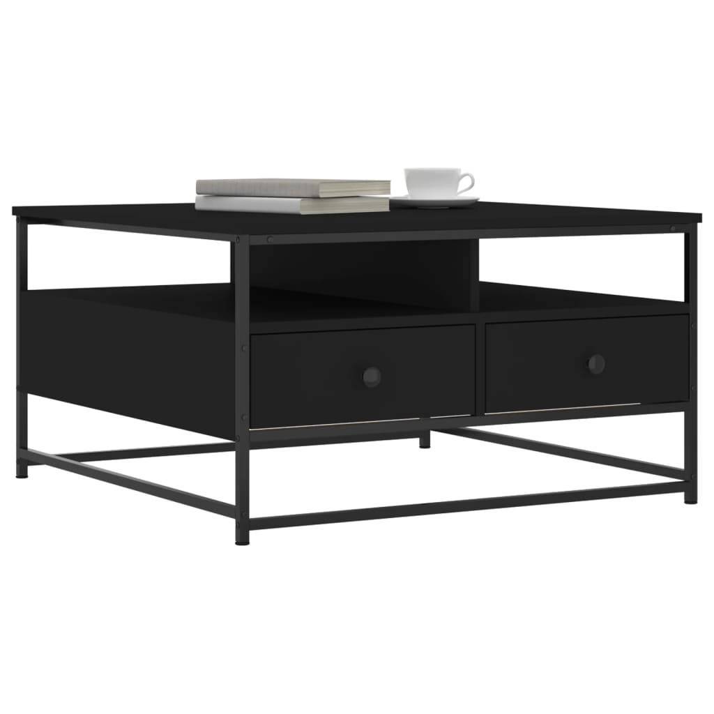 vidaXL Coffee Table Black 80x80x45 cm Engineered Wood