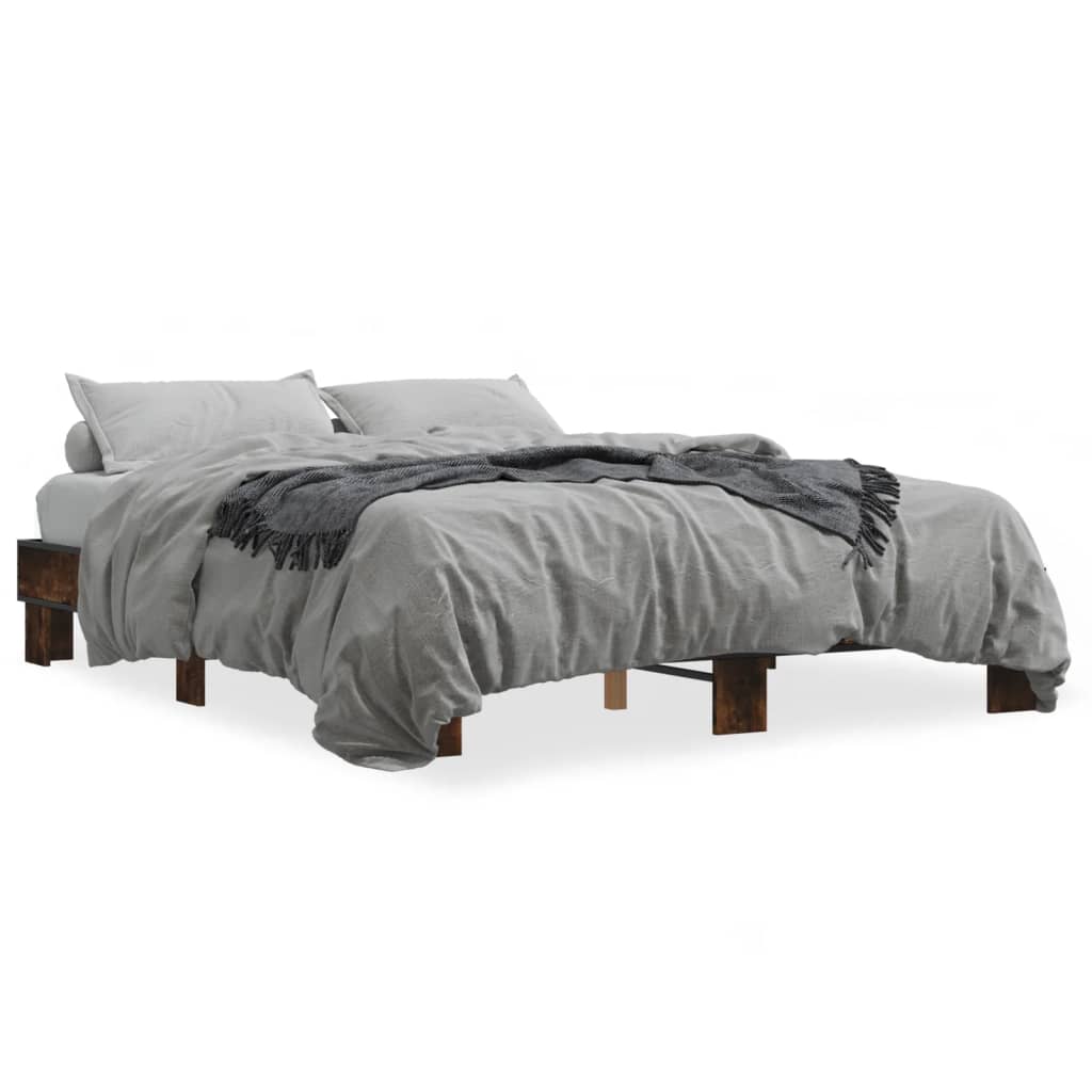 vidaXL Bed Frame without Mattress Smoked Oak 150x200 cm King Size