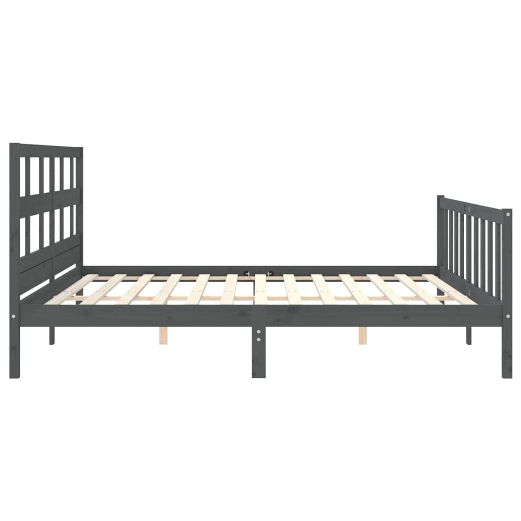 vidaXL Bed Frame without Mattress Grey 200x200 cm Solid Wood Pine