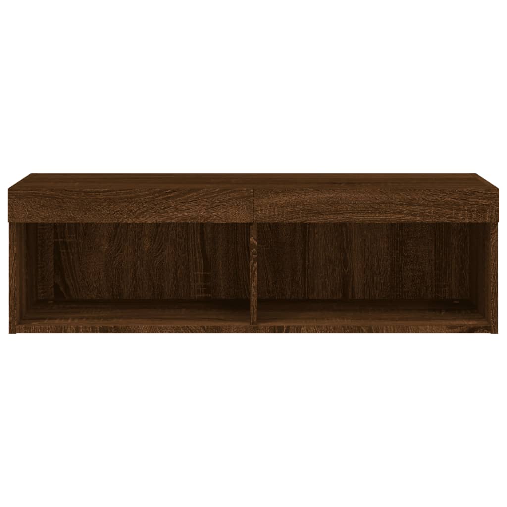 vidaXL TV Cabinet with LED Lights Brown Oak 100x30x30 cm