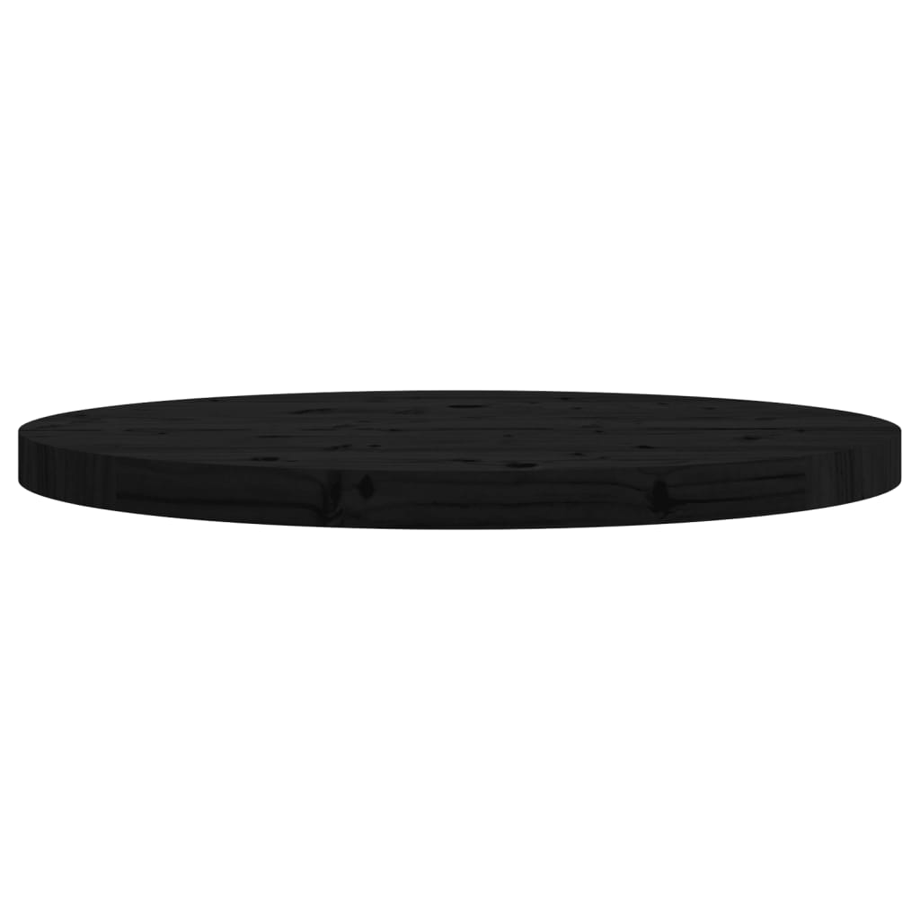 vidaXL Table Top Round Black Ø60x3 cm Solid Wood Pine