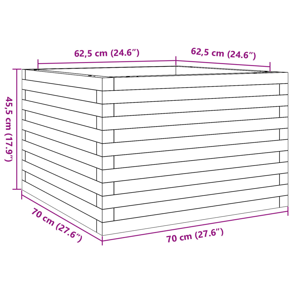 vidaXL Garden Planter 70x70x45.5 cm Solid Wood Douglas