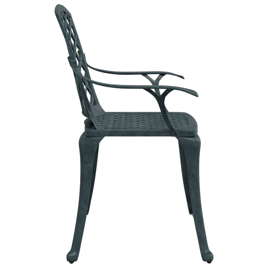 vidaXL Garden Chairs 2 pcs Green Cast Aluminium