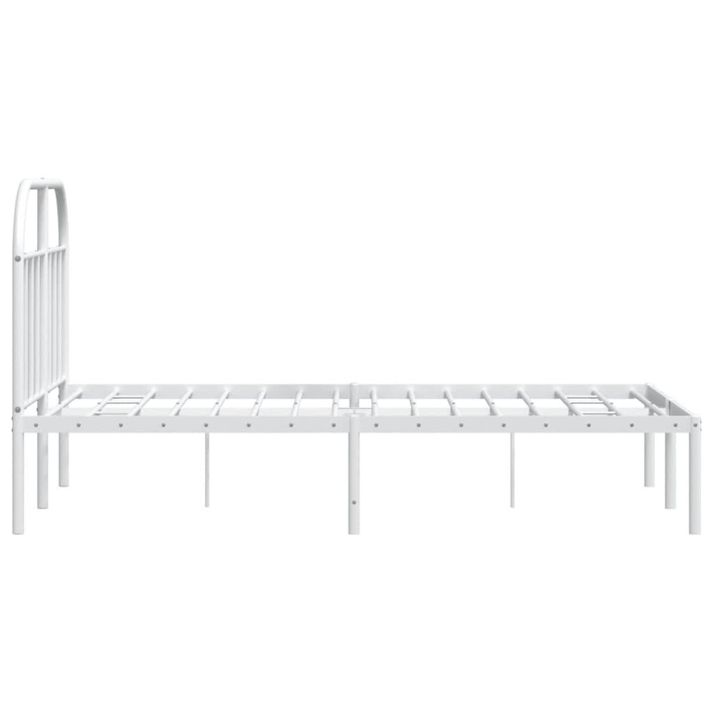 vidaXL Metal Bed Frame without Mattress with Headboard White 135x190 cm Double