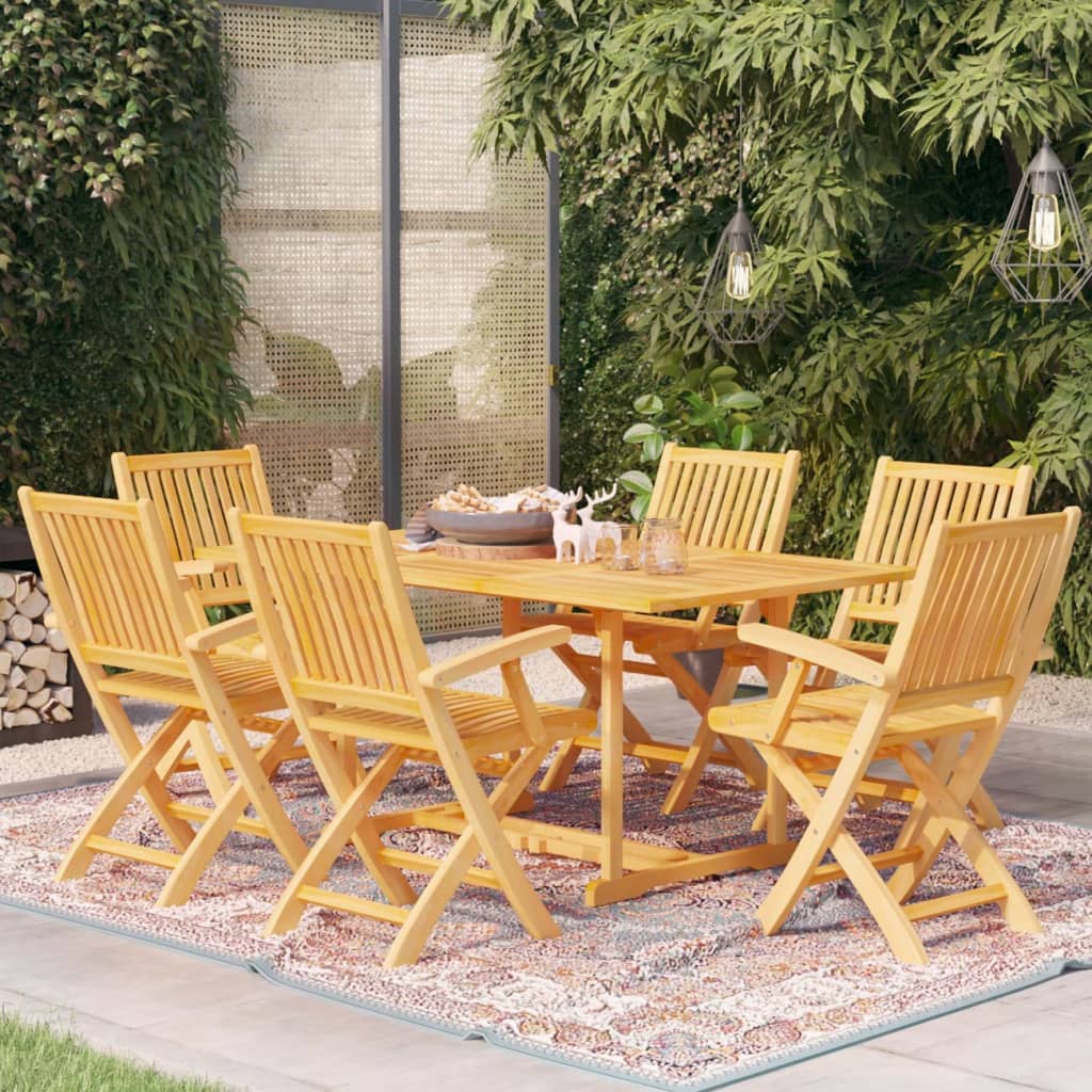 vidaXL 7 Piece Garden Dining Set Solid Teak Wood