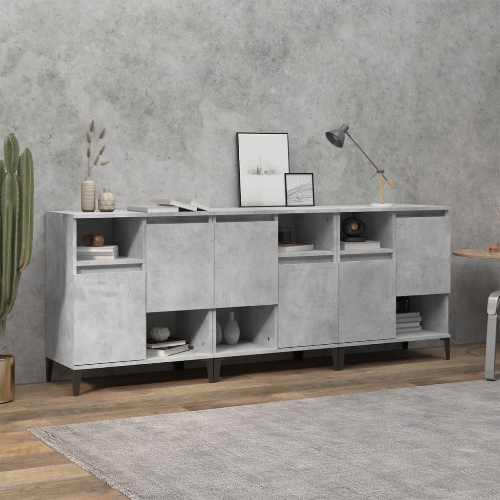 vidaXL Sideboards 3 pcs Concrete Grey 60x35x70 cm Engineered Wood