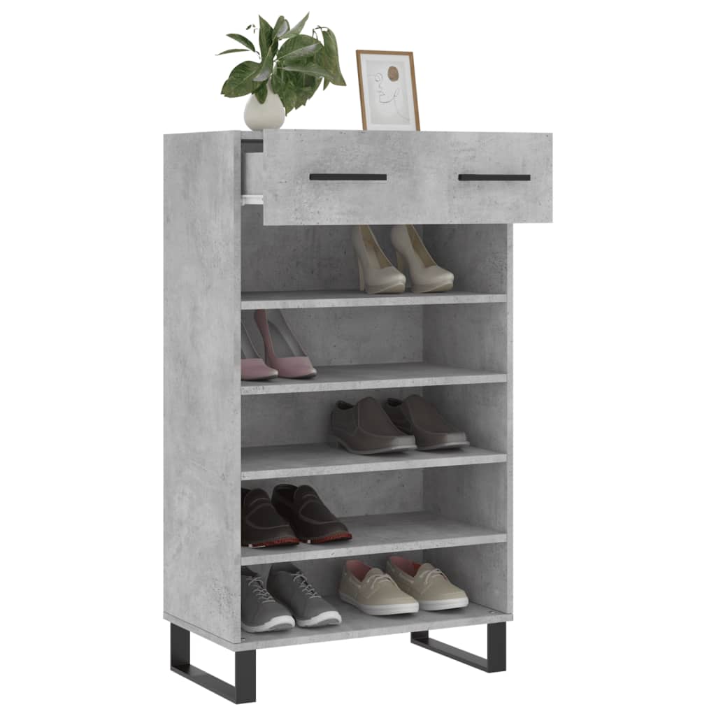 vidaXL Shoe Cabinet Concrete Grey 60x35x105 cm Engineered Wood