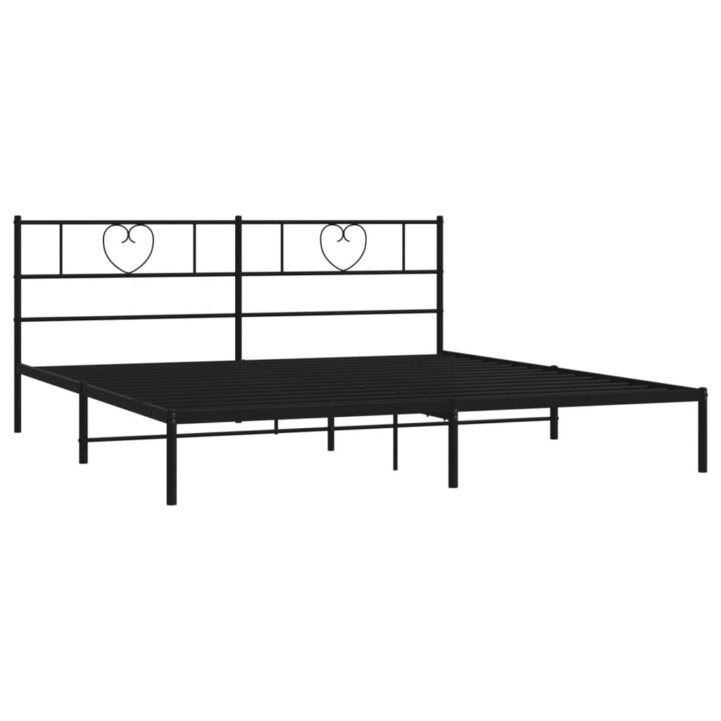 vidaXL Metal Bed Frame without Mattress with Headboard Black 183x213 cm