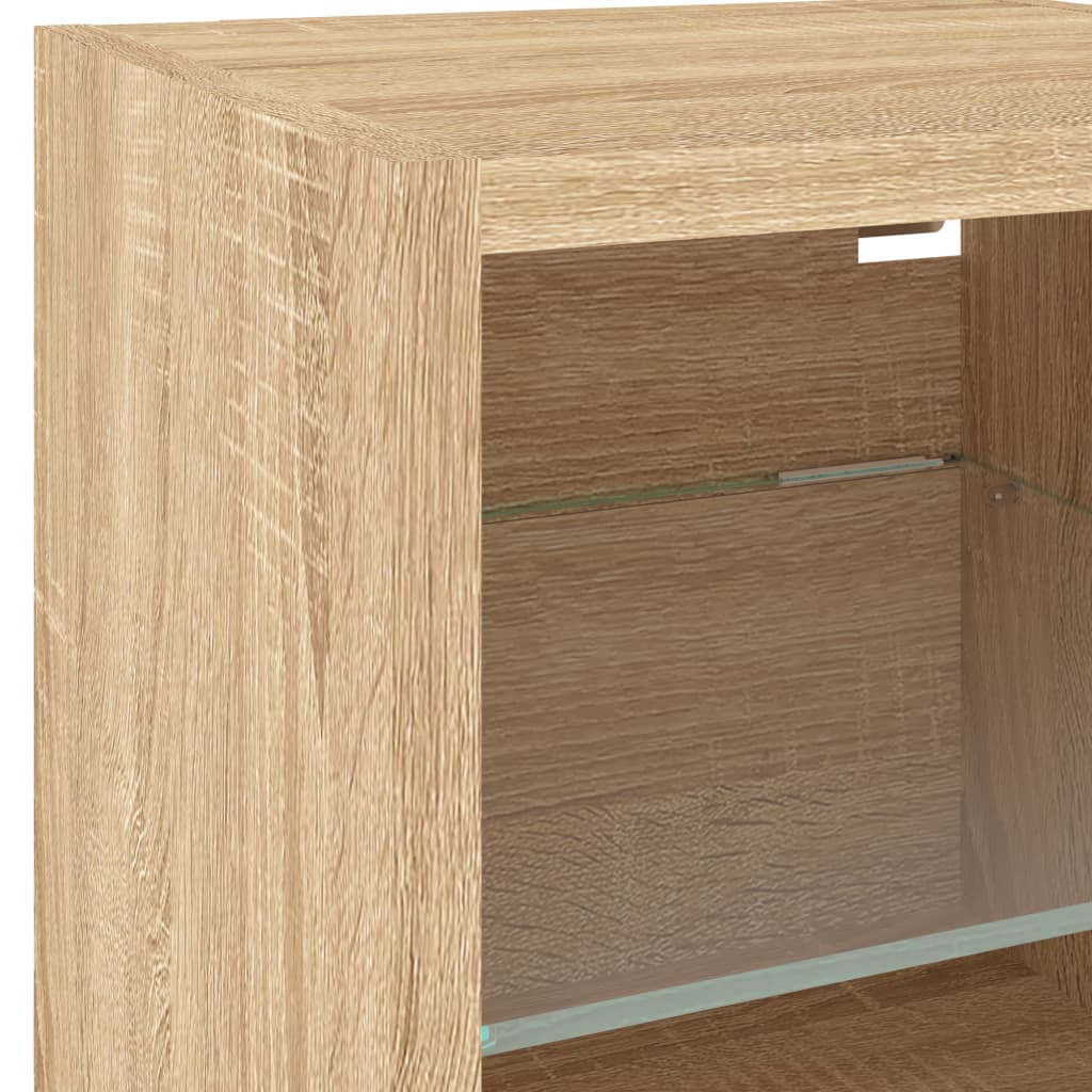 vidaXL TV Wall Cabinet with LED Lights Sonoma Oak 30x28.5x30 cm