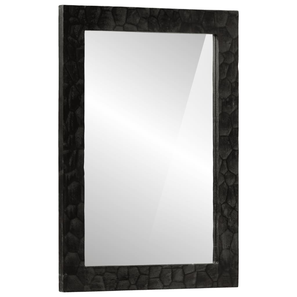 vidaXL Bathroom Mirror Black 50x70x2.5 cm Solid Wood Mango and Glass