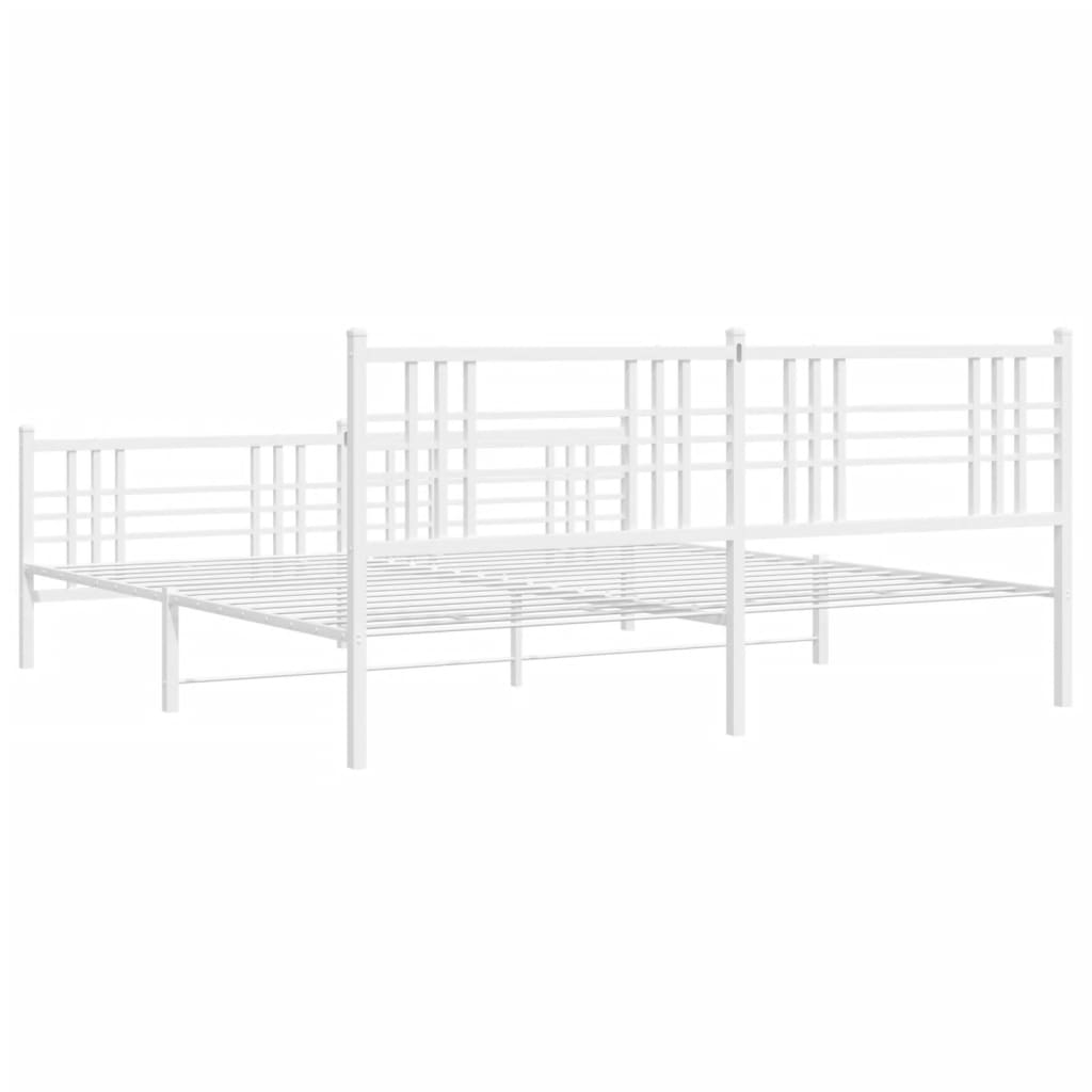 vidaXL Metal Bed Frame without Mattress with Footboard White 183x213 cm