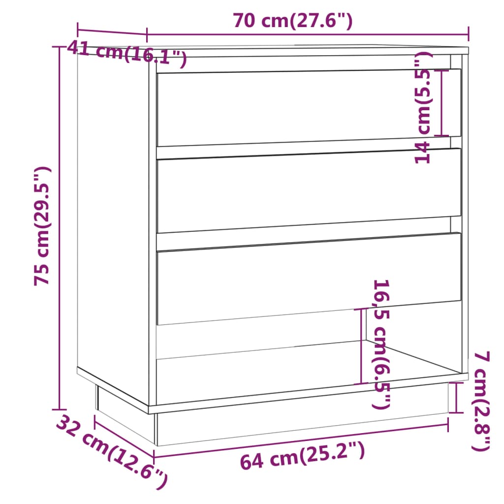 vidaXL Sideboard White 70x41x75 cm Engineered Wood