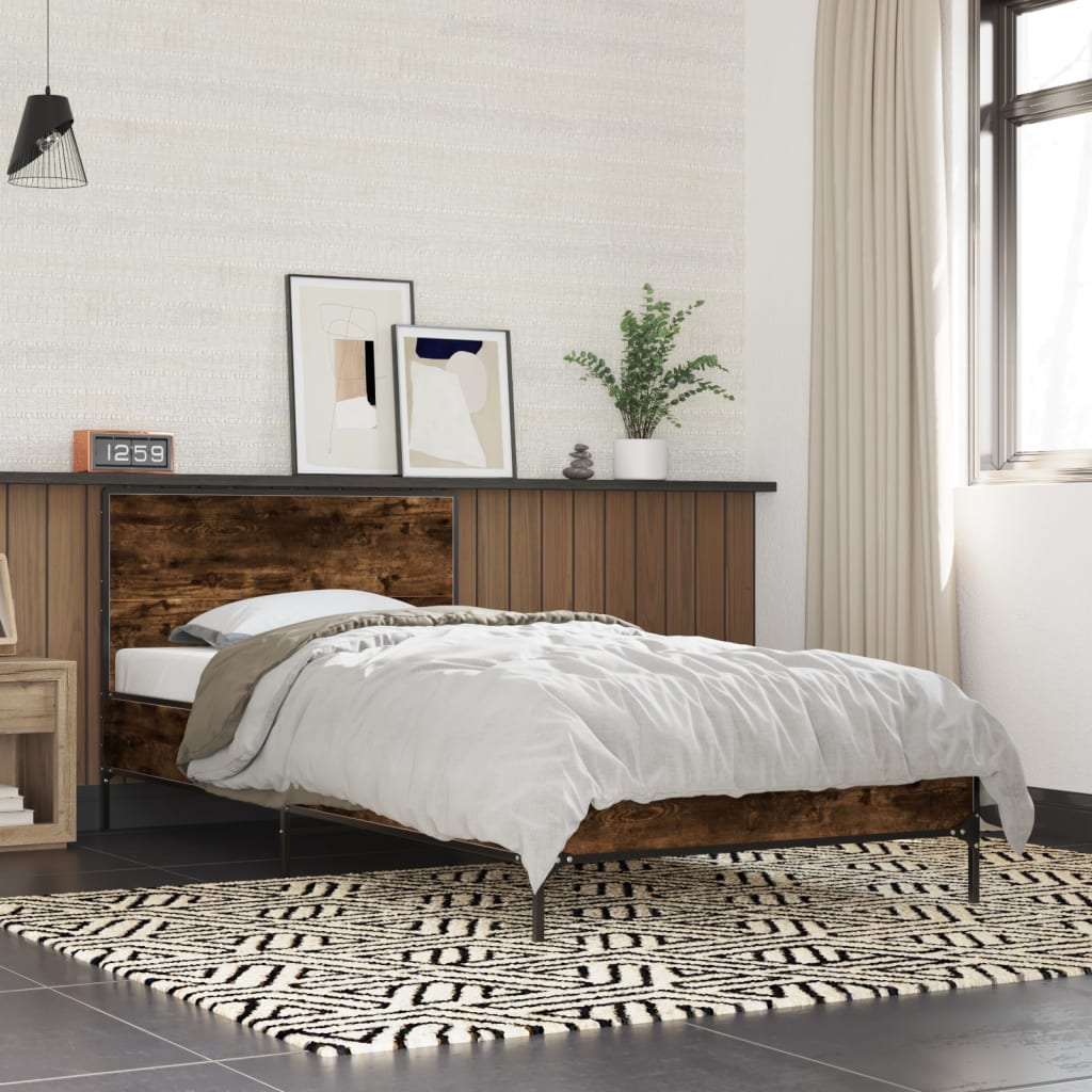 vidaXL Bed Frame without Mattress Smoked Oak 90x190 cm Single