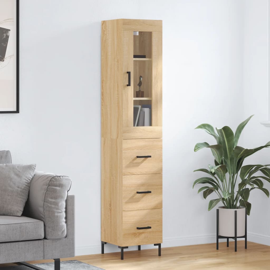 vidaXL Highboard Sonoma Oak 34.5x34x180 cm Engineered Wood