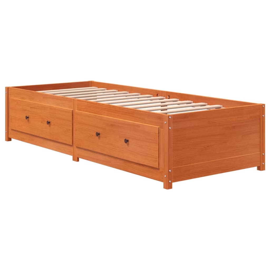 vidaXL Day Bed without Mattress Wax Brown 75x190 cm Small Single Solid Wood Pine