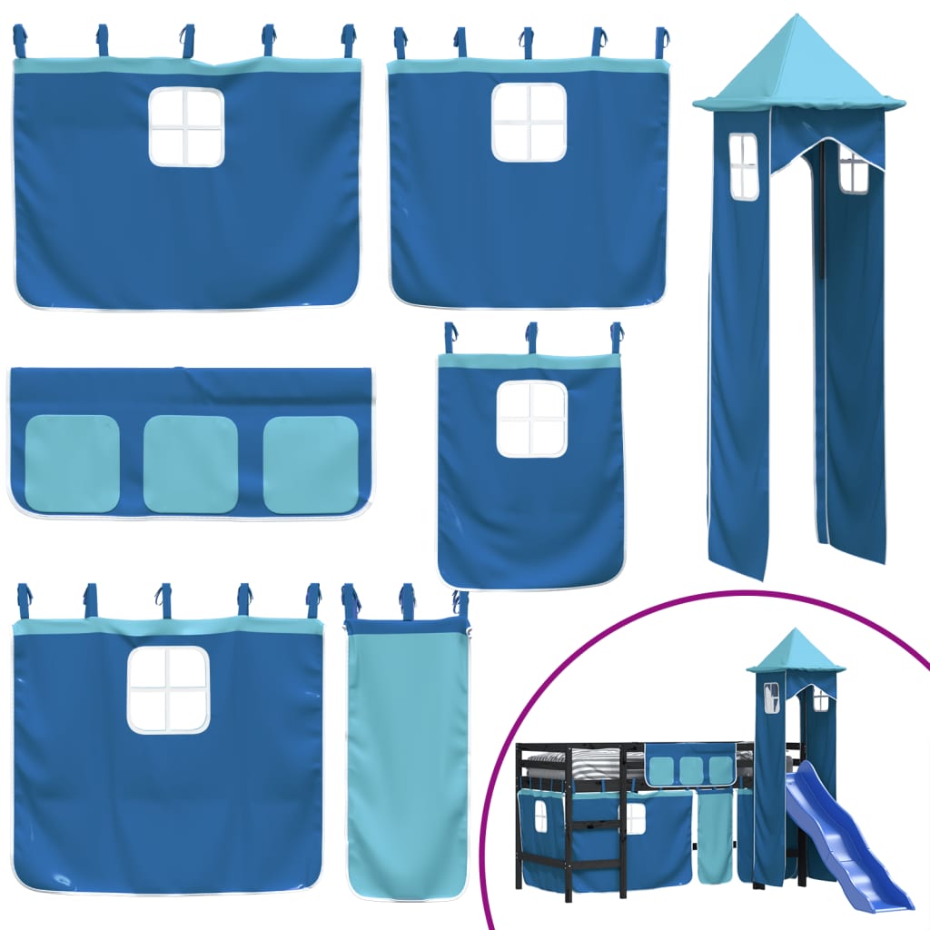 vidaXL Kids' Loft Bed with Tower without Mattress Blue 80x200 cm