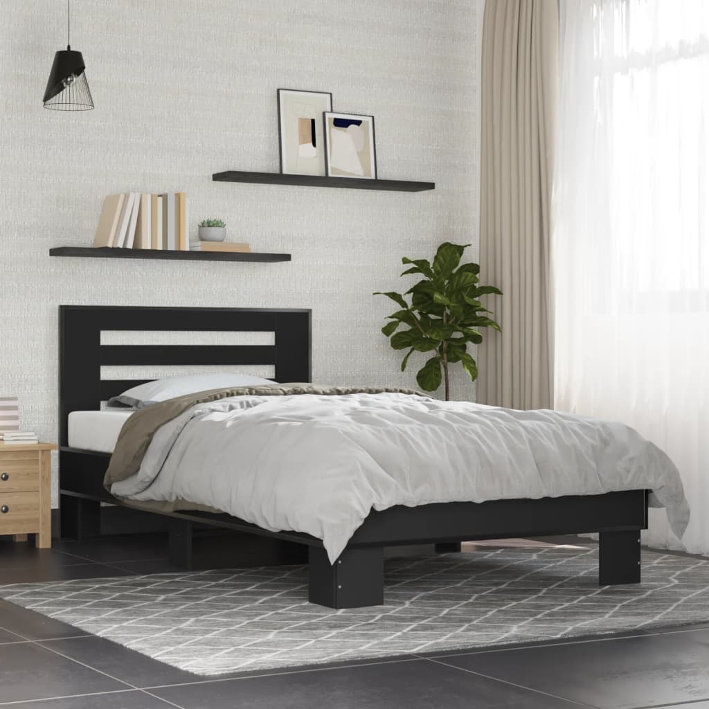 vidaXL Bed Frame without Mattress Black 75x190 cm Small Single