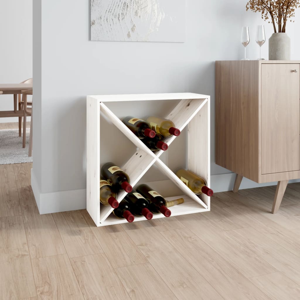 vidaXL Wine Cabinet White 62x25x62 cm Solid Wood Pine