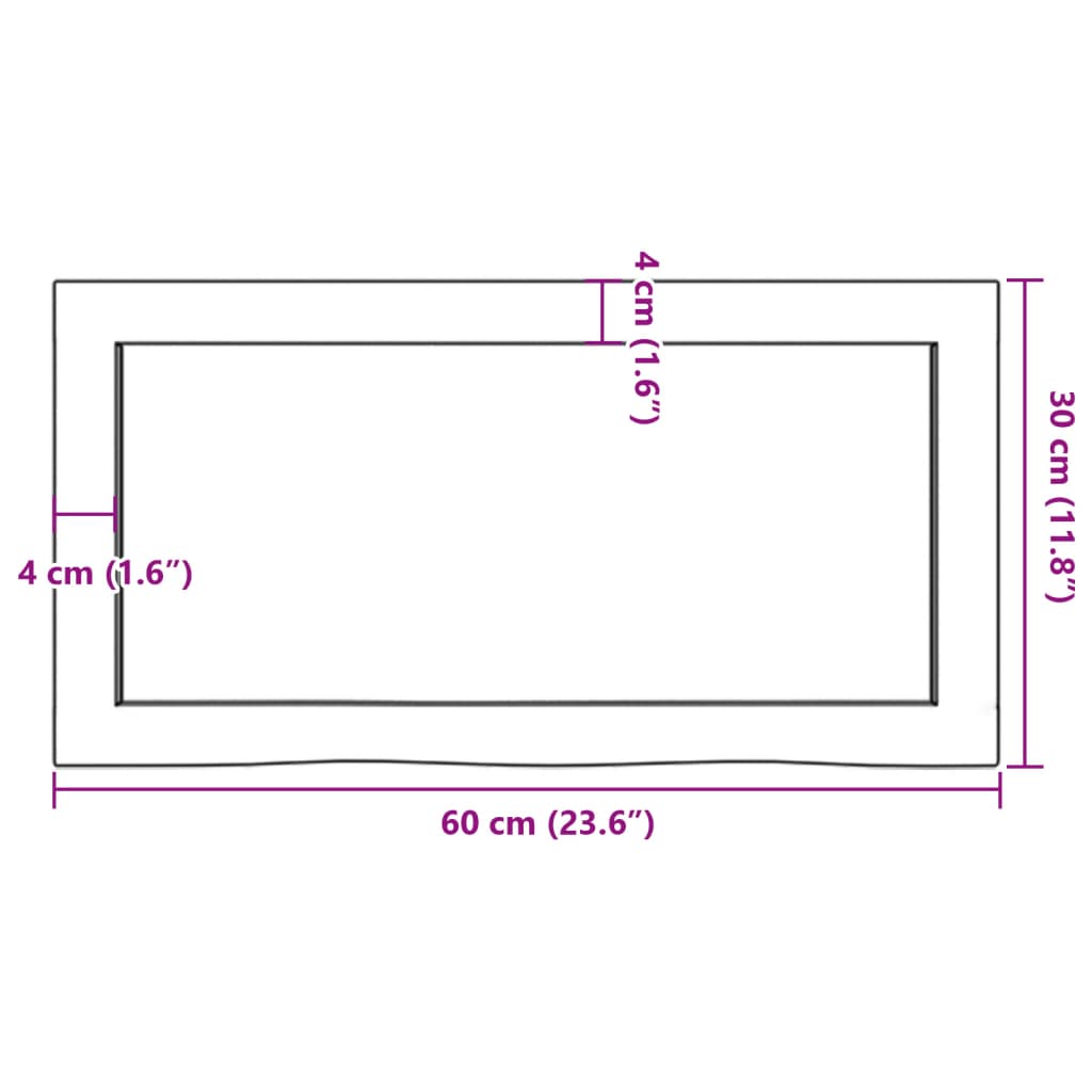 vidaXL Bathroom Countertop Dark Brown 60x30x(2-4) cm Treated Solid Wood