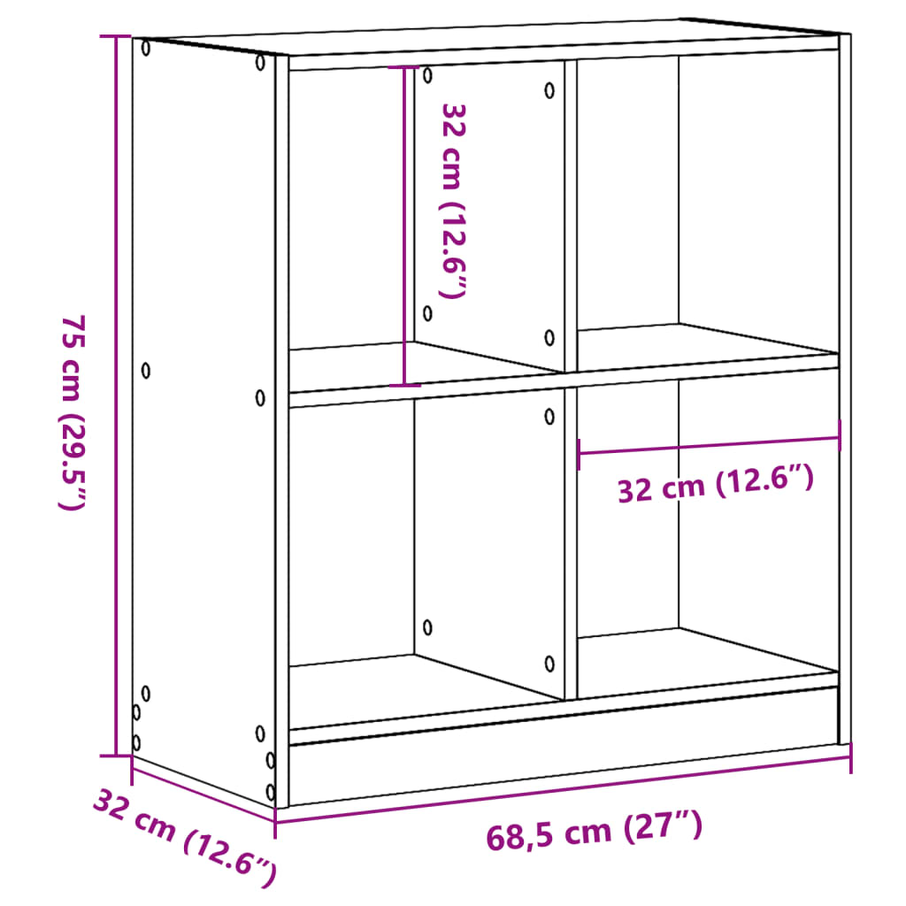 vidaXL Bookcase Concrete Grey 68.5x32x75 cm Engineered Wood