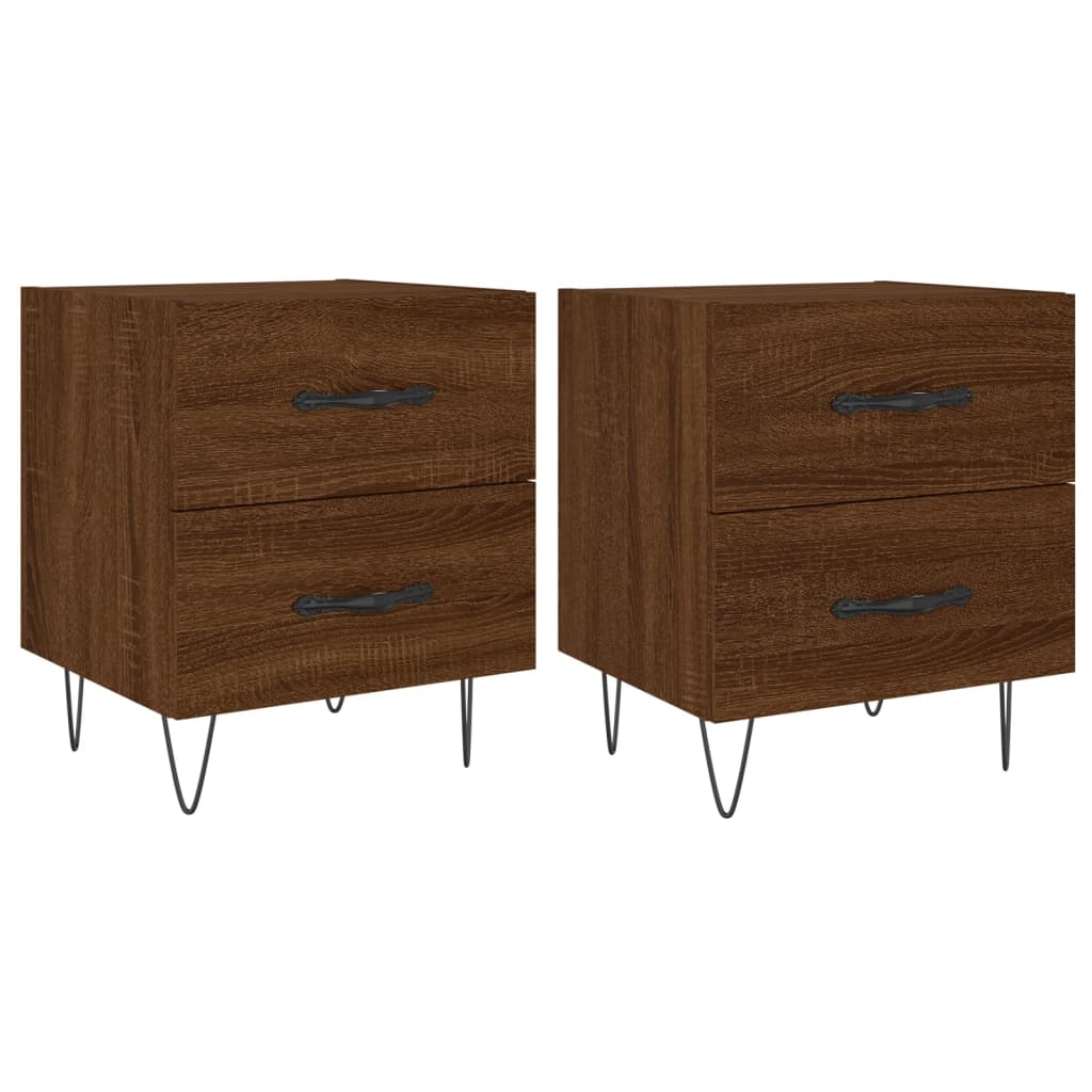 vidaXL Bedside Cabinets 2 pcs Brown Oak 40x35x47.5 cm Engineered Wood