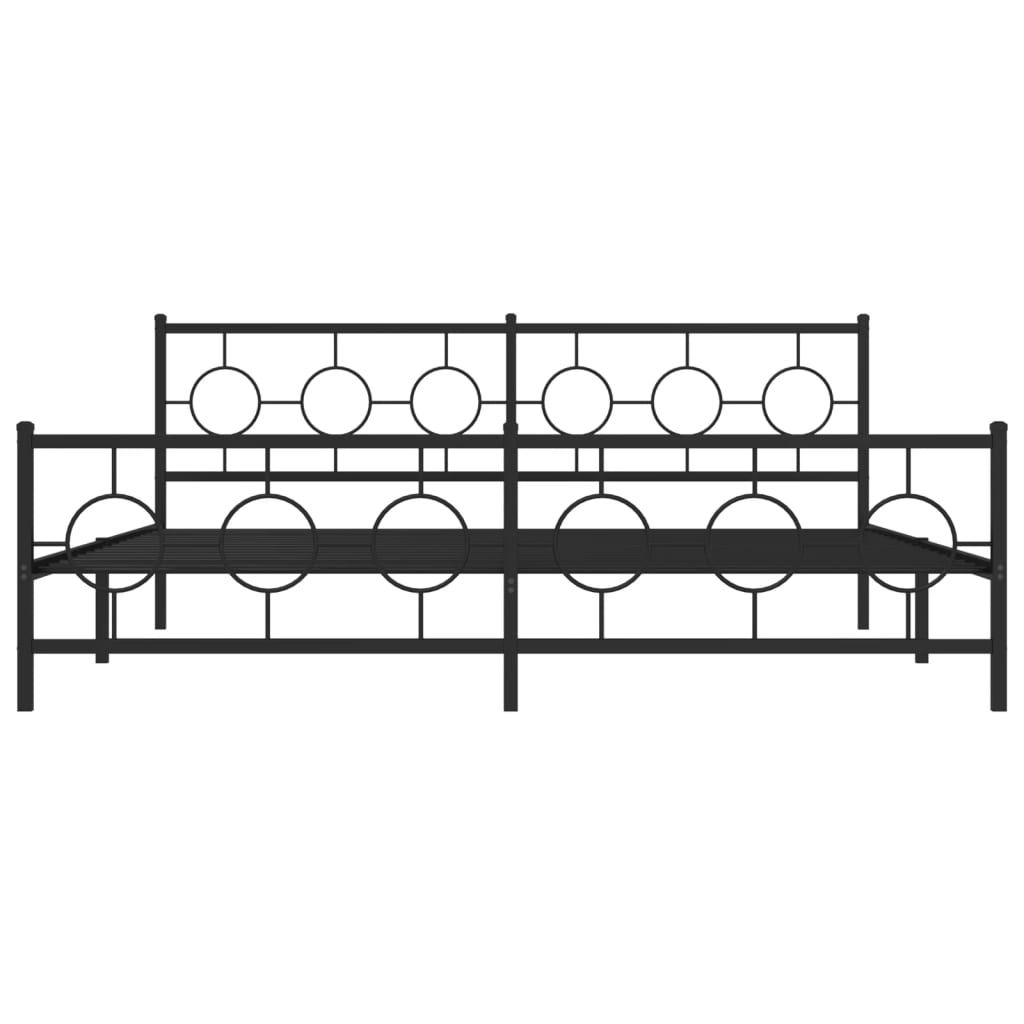 vidaXL Metal Bed Frame without Mattress with Footboard Black 200x200 cm