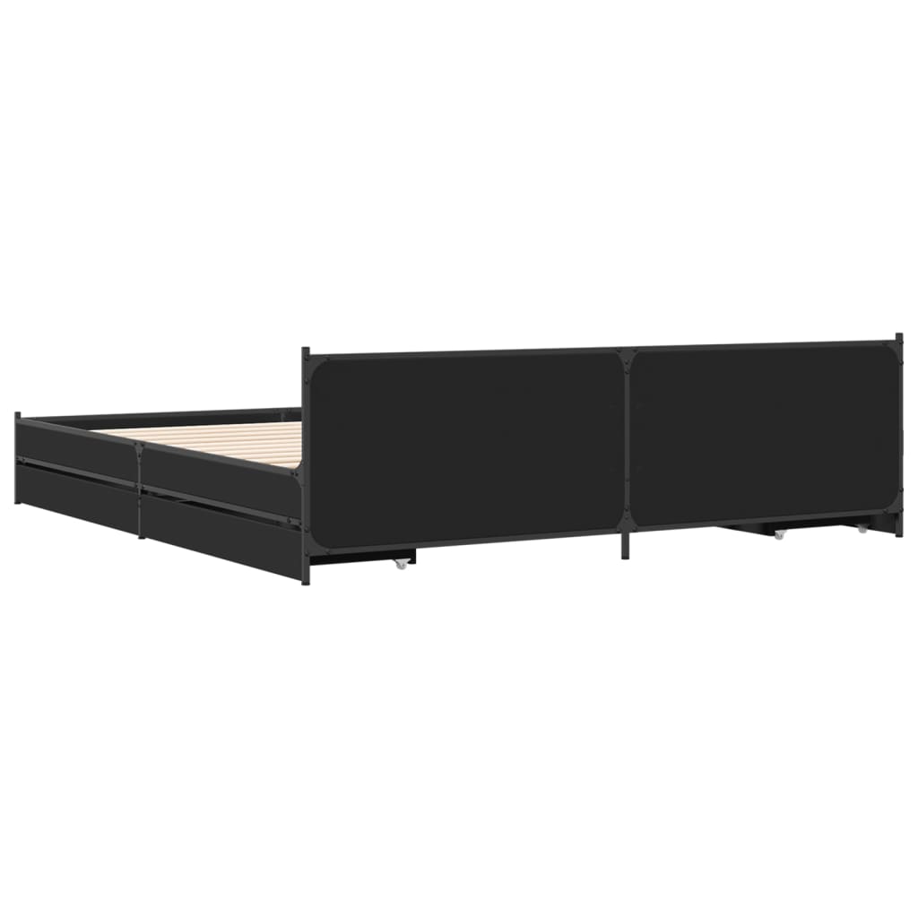 vidaXL Bed Frame with Drawers without Mattress Black 200x200 cm