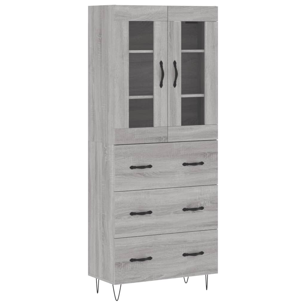 vidaXL Highboard Grey Sonoma 69.5x34x180 cm Engineered Wood