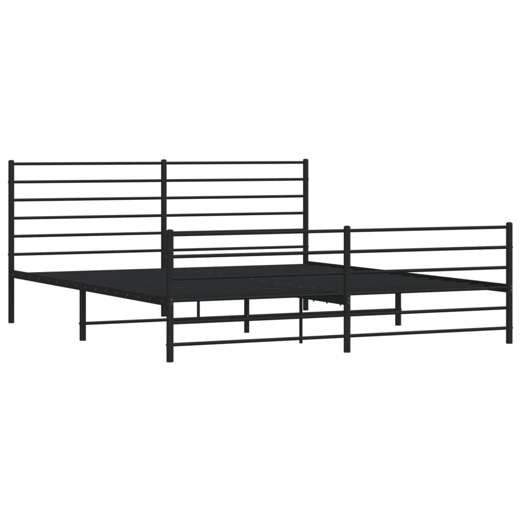 vidaXL Metal Bed Frame without Mattress with Footboard Black 193x203 cm