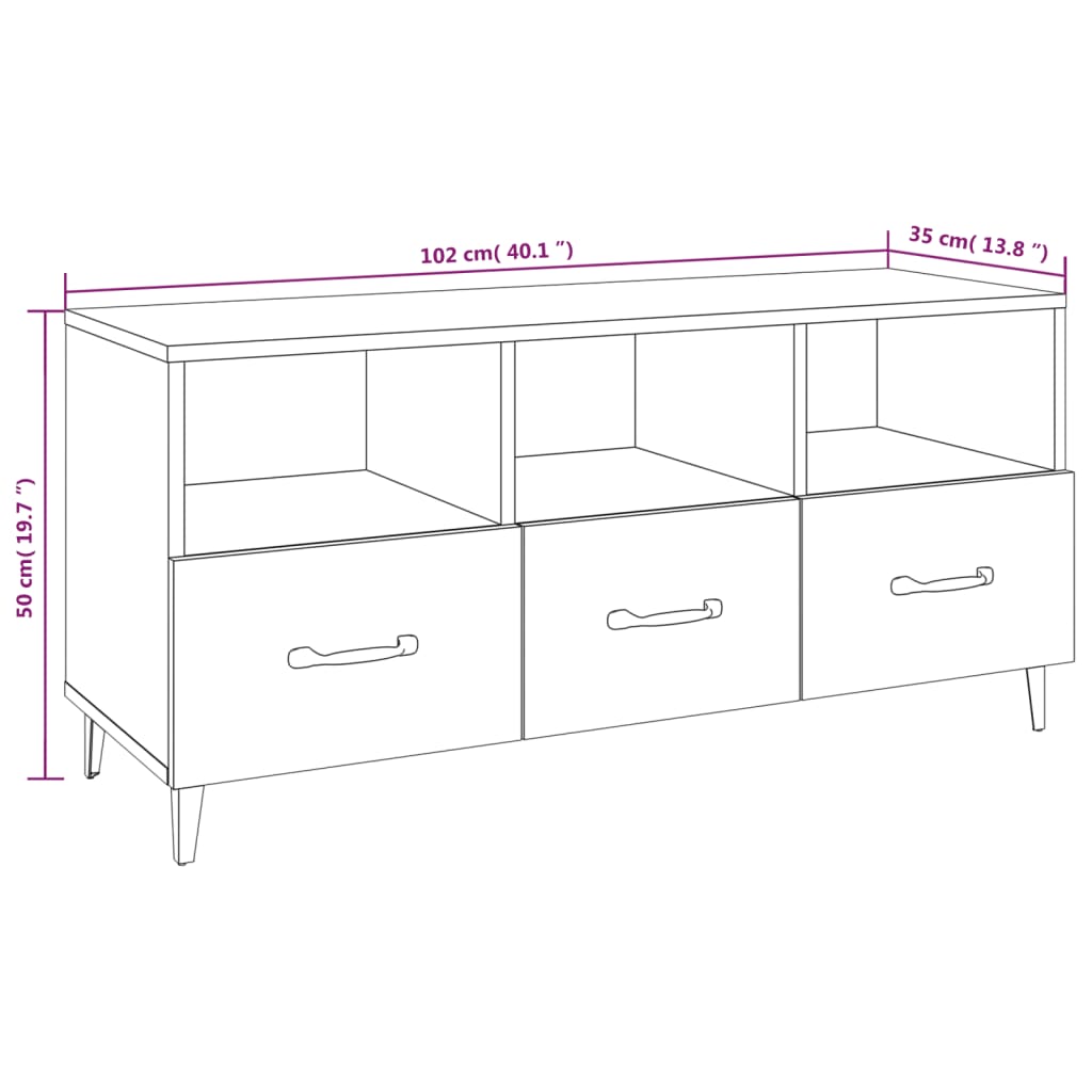 vidaXL TV Cabinet Black 102x35x50 cm Engineered Wood