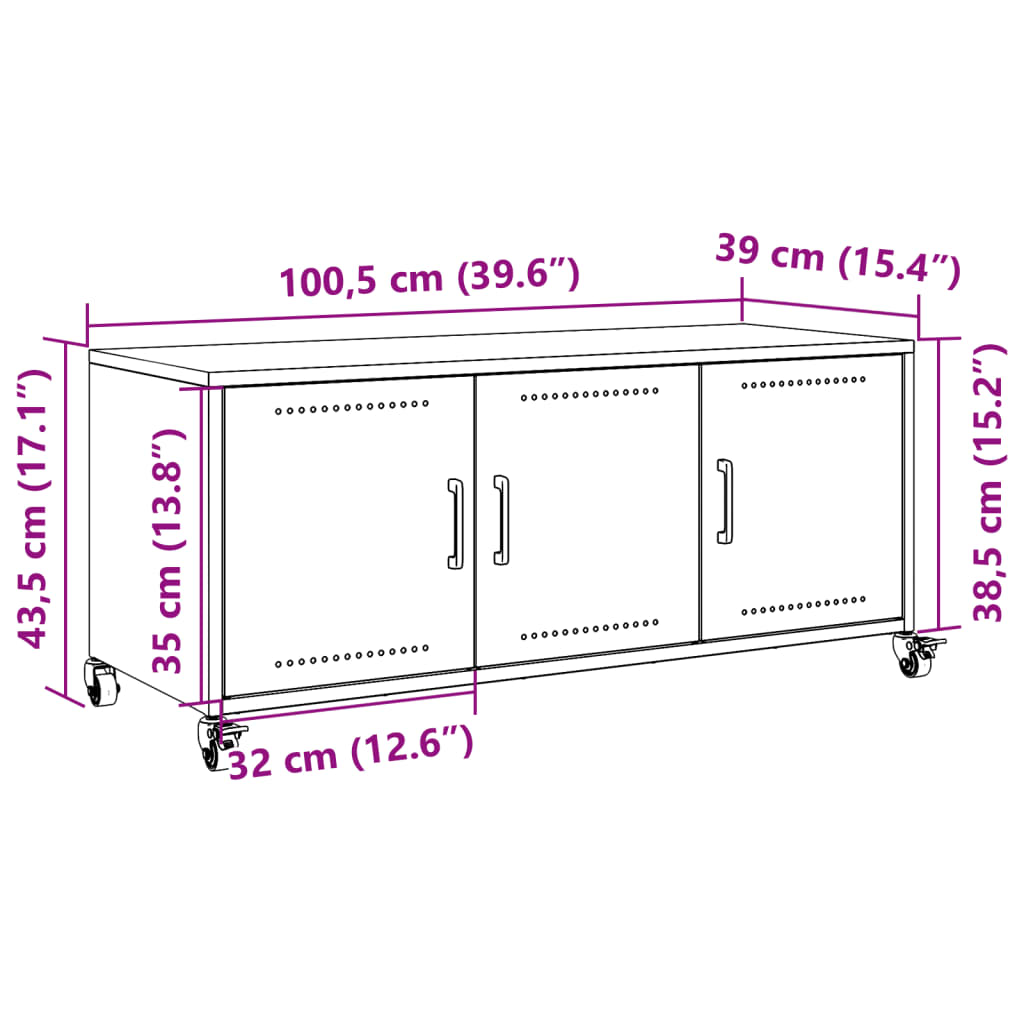 vidaXL TV Cabinet Mustard Yellow 100.5x39x43.5 cm Steel