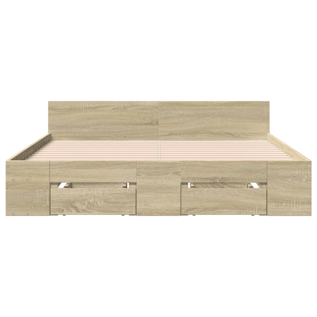 vidaXL Bed Frame with Drawers without Mattress Sonoma Oak 160x200 cm