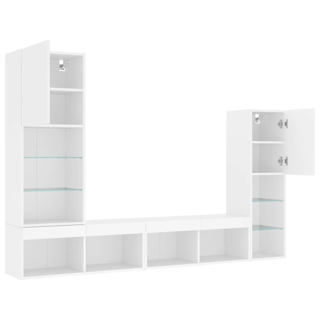 vidaXL 4 Piece TV Wall Units with LED White Engineered Wood