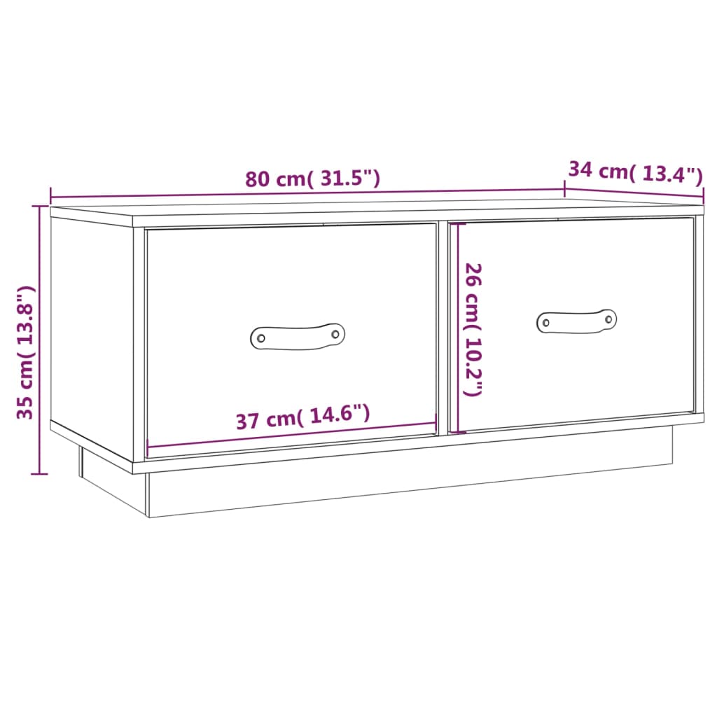 vidaXL TV Cabinet 80x34x35 cm Solid Wood Pine