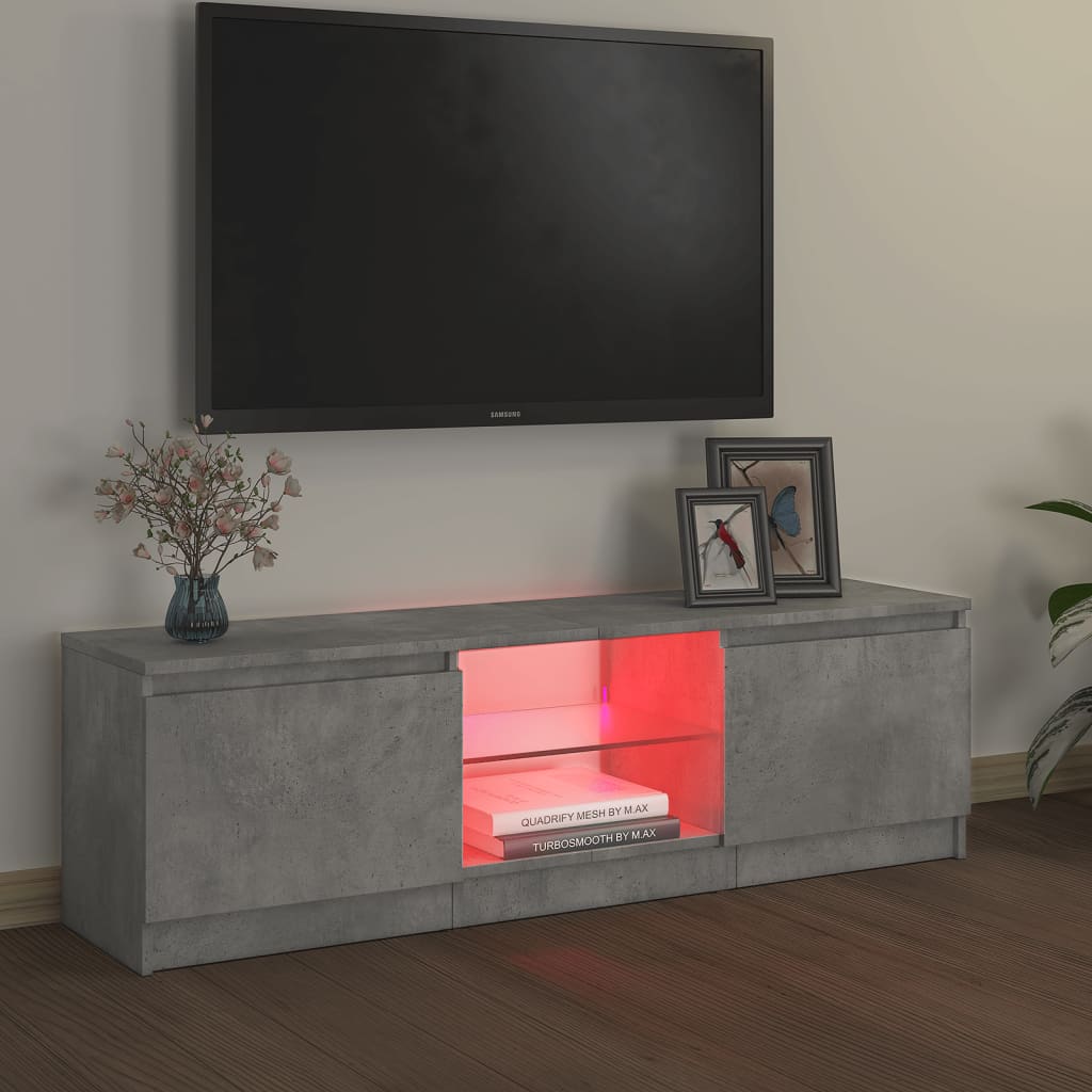 vidaXL TV Cabinet with LED Lights Concrete Grey 120x30x35.5 cm