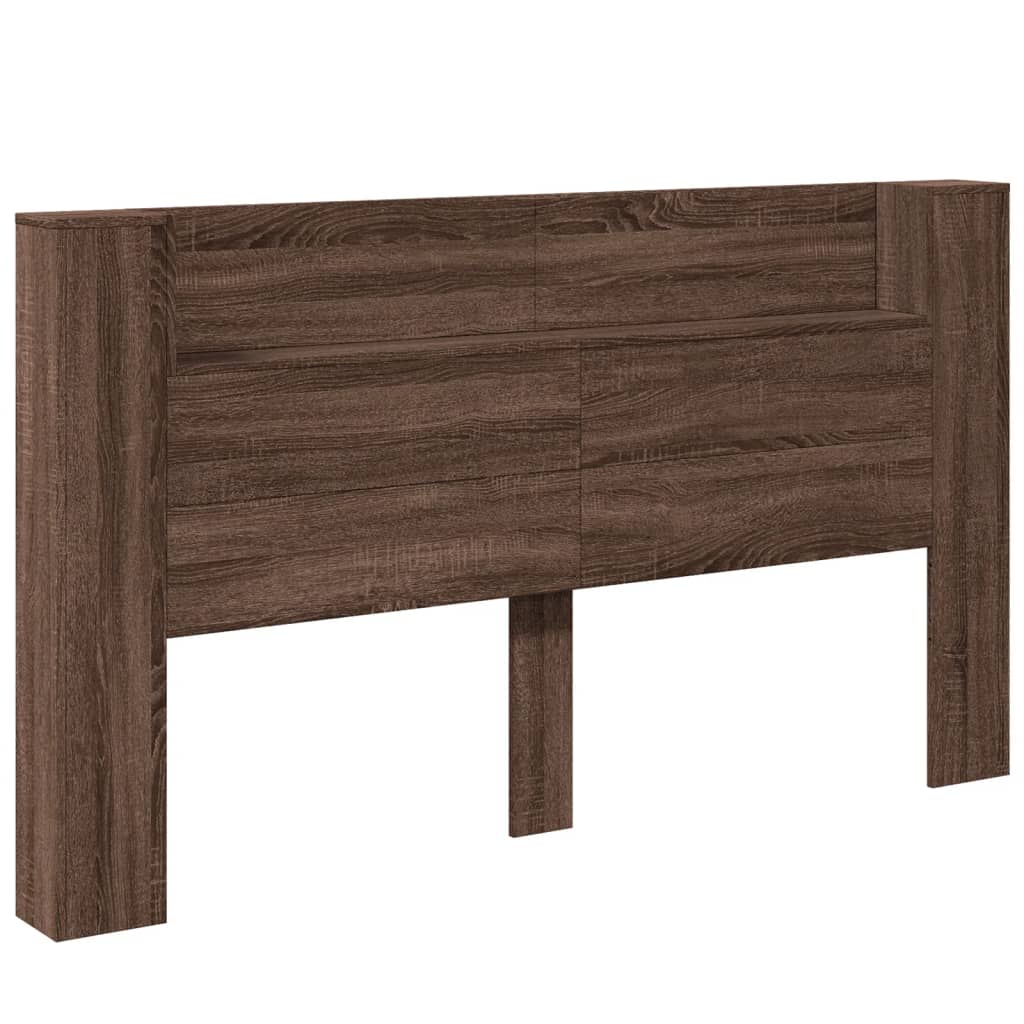 vidaXL Headboard Cabinet with LED Brown Oak 180x16.5x103.5 cm