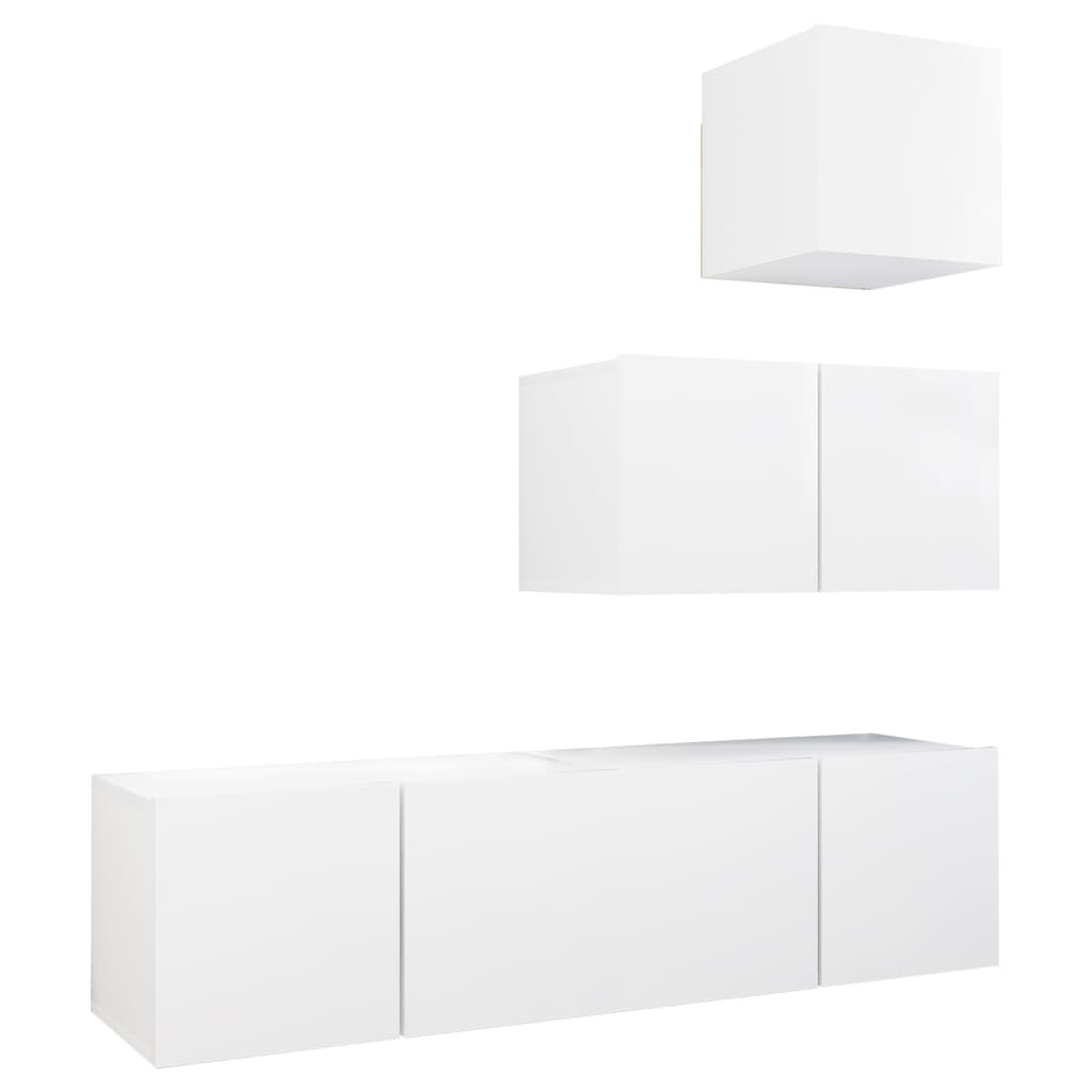 vidaXL 4 Piece TV Cabinet Set White Engineered Wood