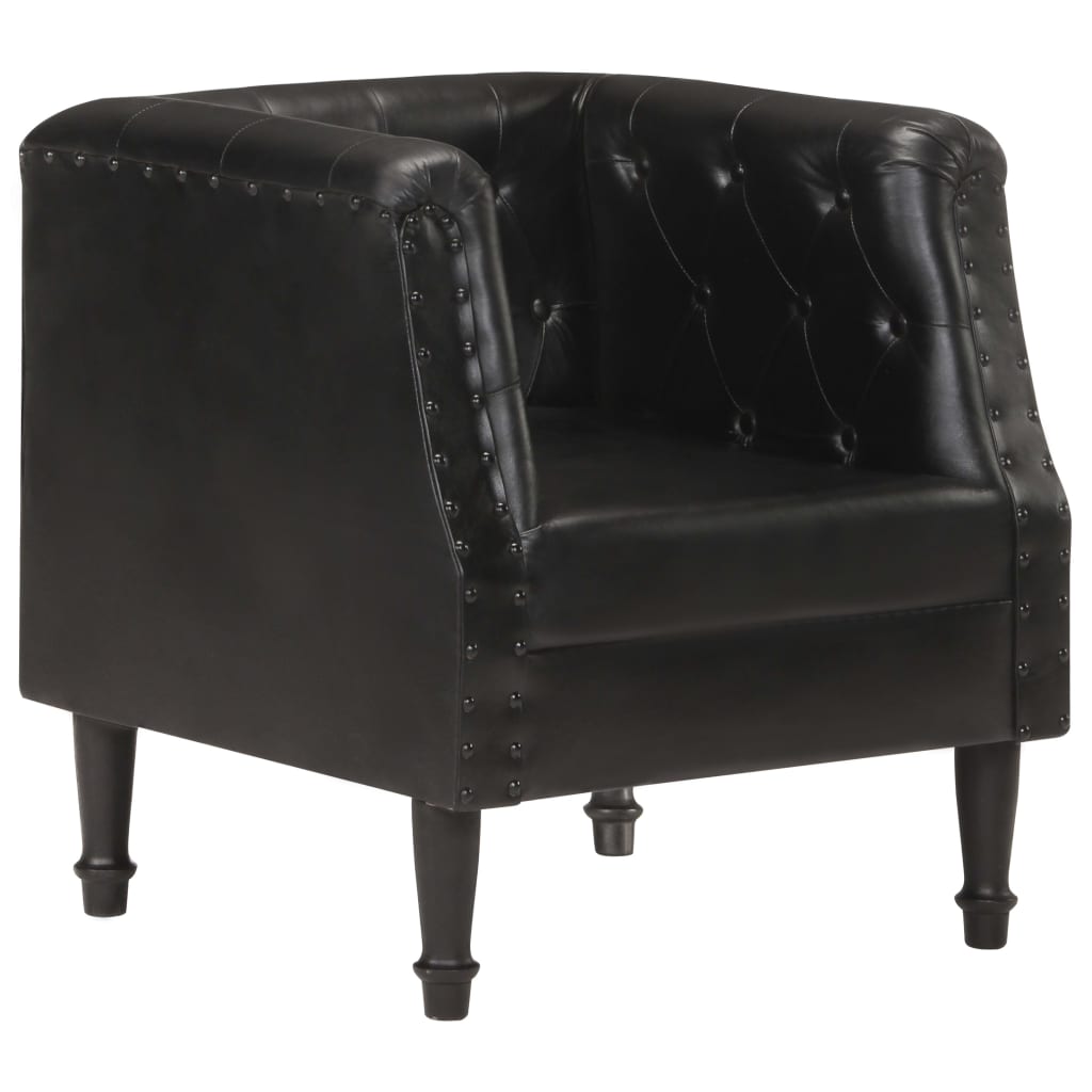 vidaXL Armchair Black Real Leather