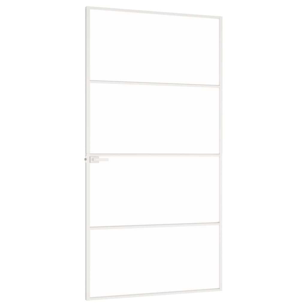 vidaXL Interior Door White 102x201.5 cm Tempered Glass&Aluminium Slim