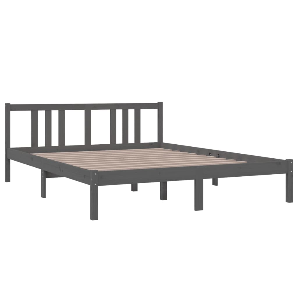 vidaXL Bed Frame without Mattress Grey Solid Wood 150x200 cm King Size