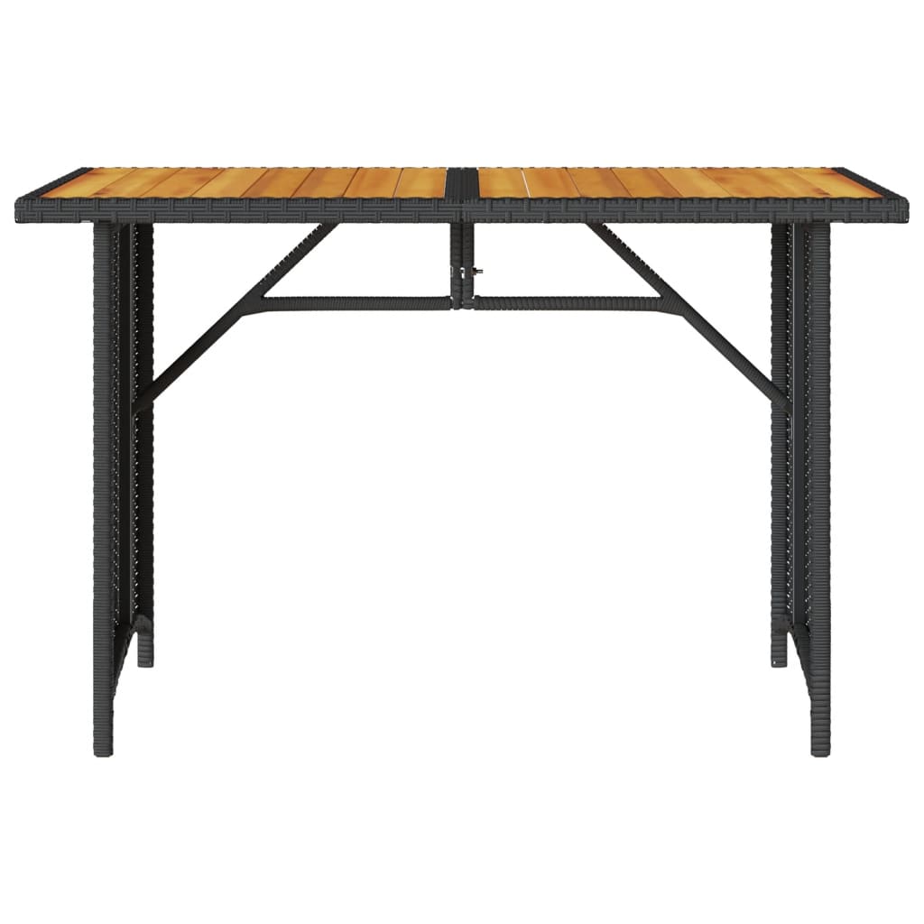 vidaXL Garden Table with Wooden Top Black 110x68x70 cm Poly Rattan