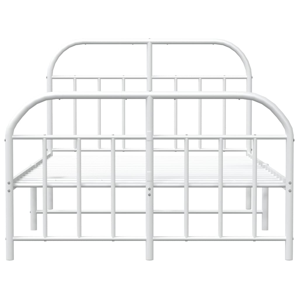 vidaXL Metal Bed Frame without Mattress with Footboard White 120x190 cm Small Double