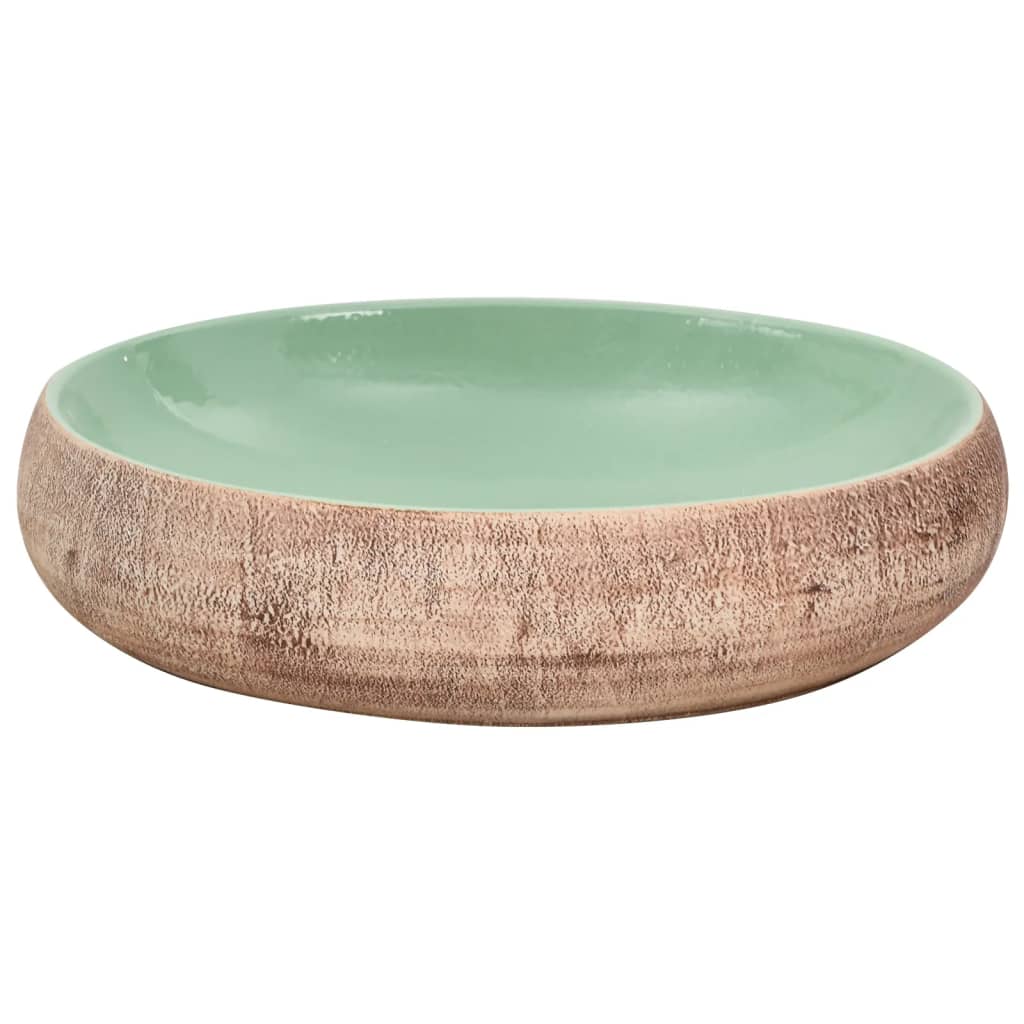 vidaXL Countertop Basin Green and Brown Oval 59x40x15 cm Ceramic