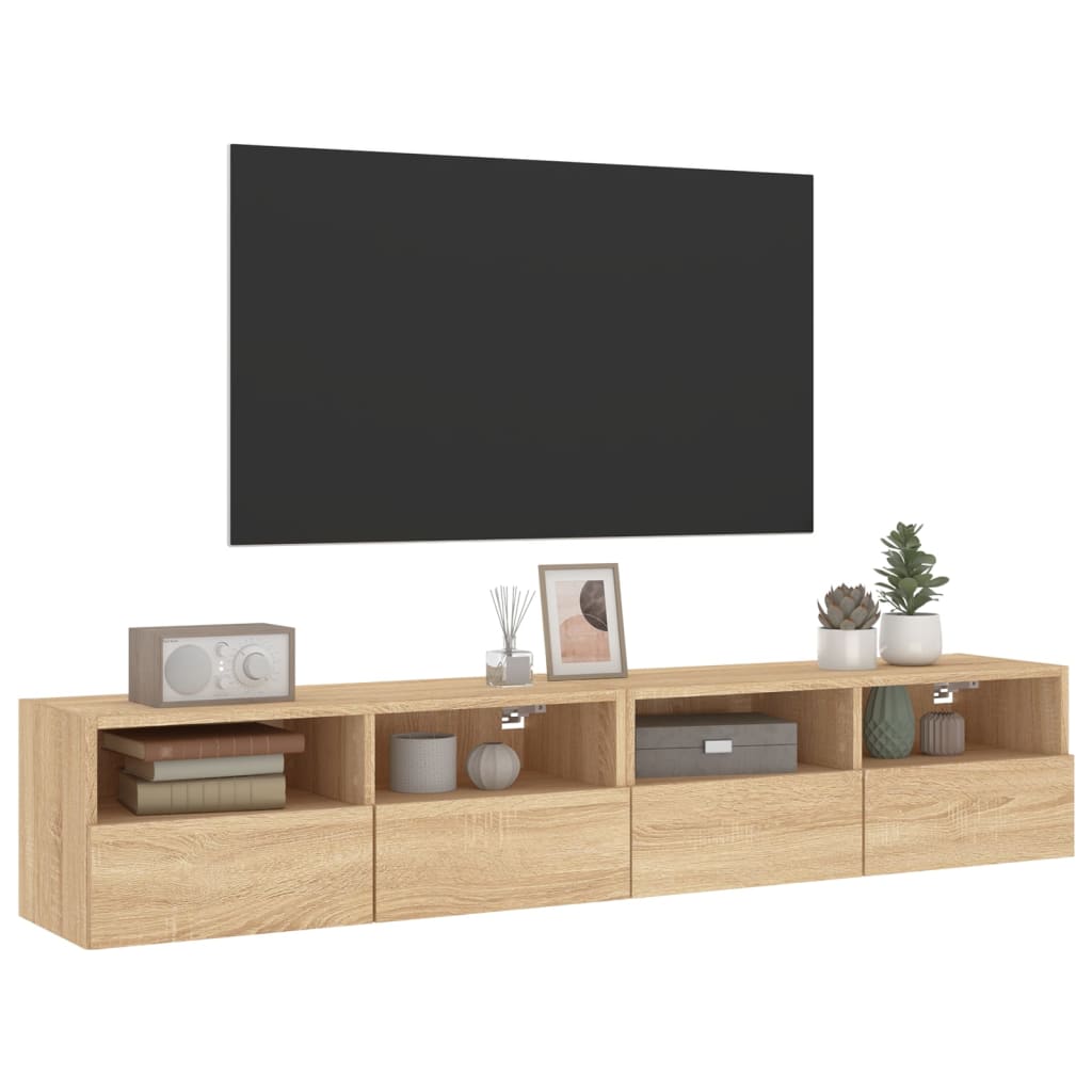 vidaXL TV Wall Cabinets 2 pcs Sonoma Oak 80x30x30 cm Engineered Wood