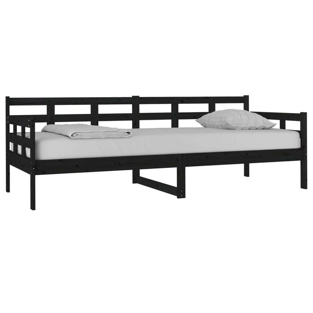 vidaXL Day Bed without Mattress Black Solid Wood Pine 80x200 cm