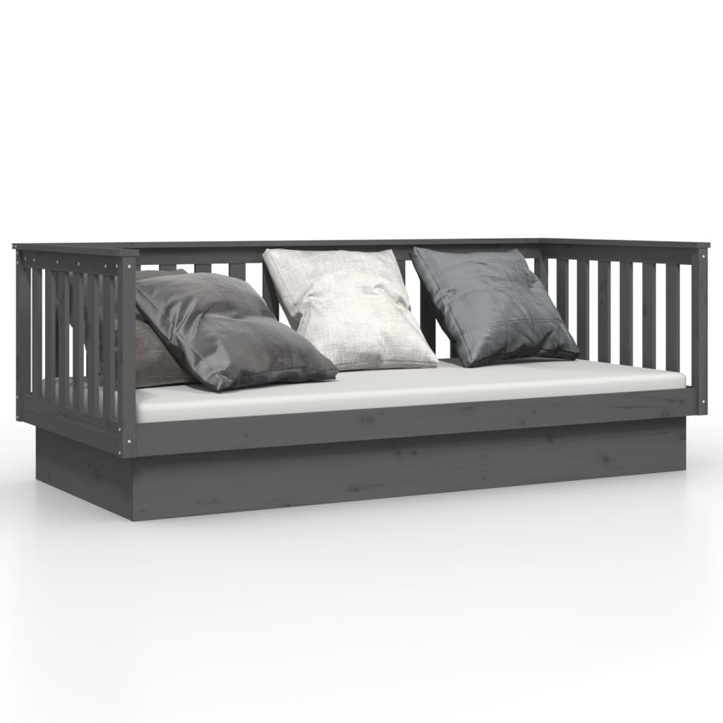 vidaXL Day Bed without Mattress Grey 80x200 cm Solid Wood Pine