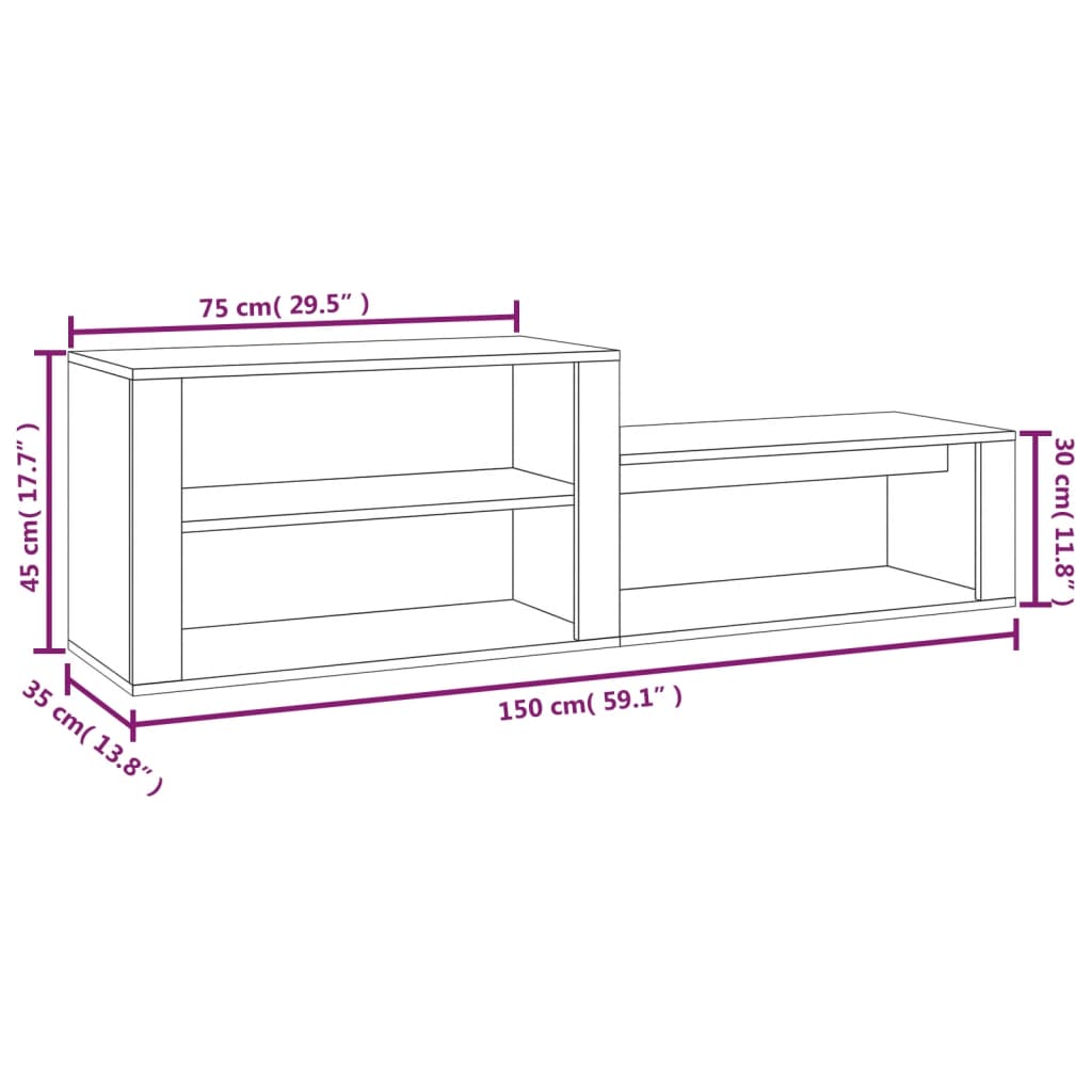 vidaXL Shoe Cabinet Concrete Grey 150x35x45 cm Engineered Wood