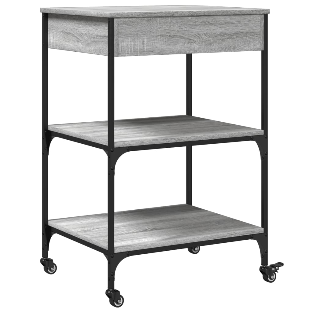 vidaXL Kitchen Trolley Grey Sonoma 60x48x89.5 cm Engineered Wood